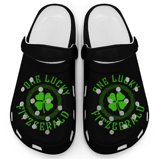 One Lucky Fitzgerald Irish Family Four Leaf Clover Clogs