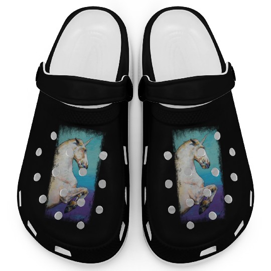 White Unicorn Design Clogs