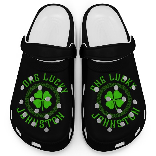 One Lucky Johnston Irish Family Four Leaf Clover Clogs