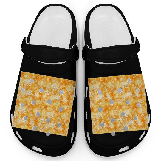 Orange White Snowflakes Pattern Clogs