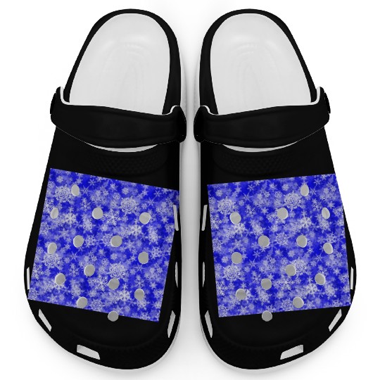 Navy Blue White Snowflakes Pattern Clogs