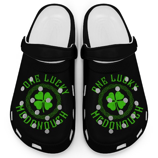 One Lucky McDonough Irish Family Four Leaf Clover Clogs