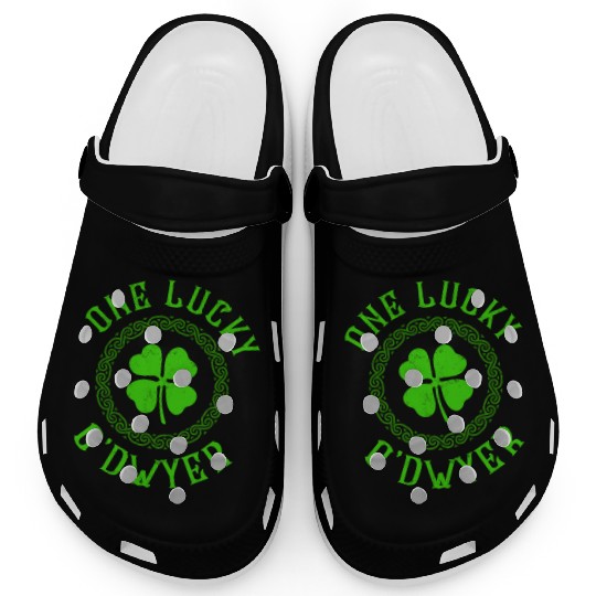 One Lucky O'Dwyer Irish Family Four Leaf Clover Clogs