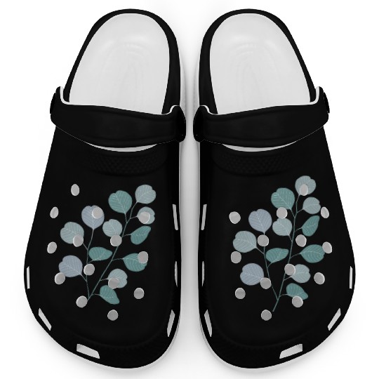 Eucalyptus evergreen design - natural plant leaves Clogs