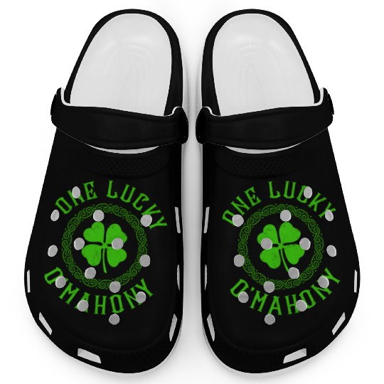 One Lucky O'Mahony Irish Family Four Leaf Clover Clogs