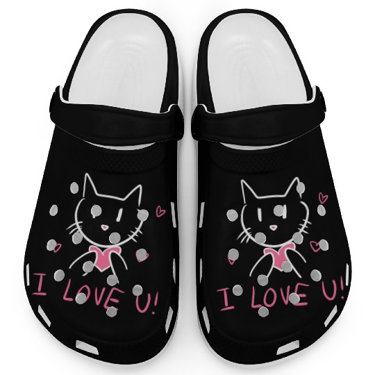 i love you cat valentines day Clogs
