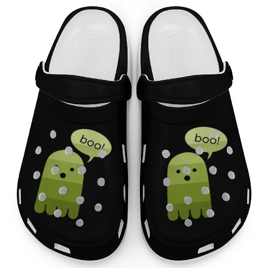 Army Green Boo Ghost Halloween Clogs