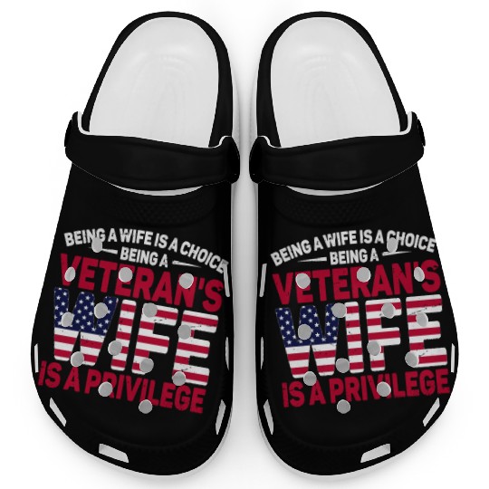 US Veteran's Wife Veterans Day Patriotic American Clogs