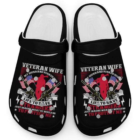 US Veteran's Wife Veterans Day Patriotic American Clogs