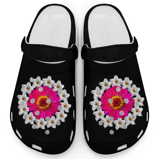 zinnia blossom blooming flower bloom flowerpattern Clogs