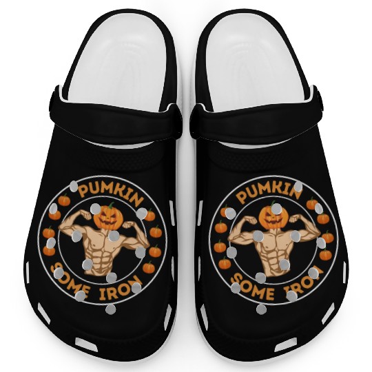 Pumpkin Some Iron Funny Halloween Gym Workout Clogs