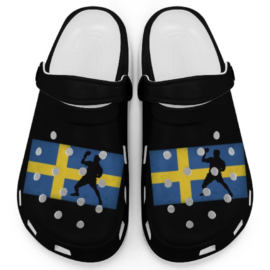 Sweden Table Tennis Player Swedish Flag Clogs