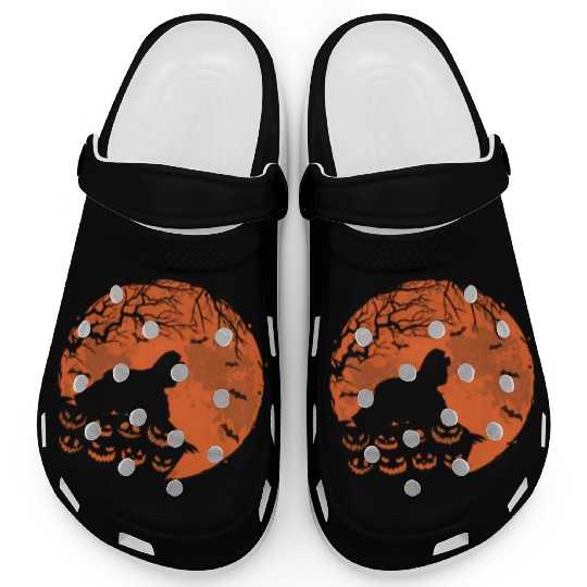 American Cocker Spaniel And Moon Halloween Clogs