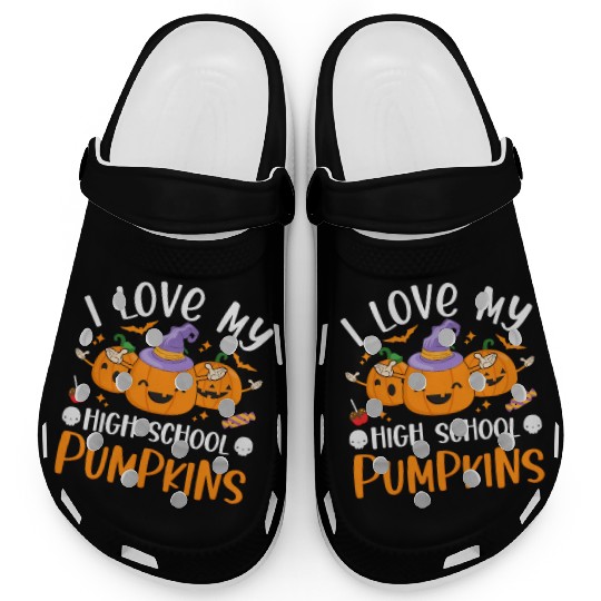I Love My High School Pumpkins Halloween Teachers Clogs