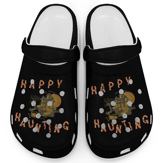 Happy haunting party pumpkins dead house bat Clogs