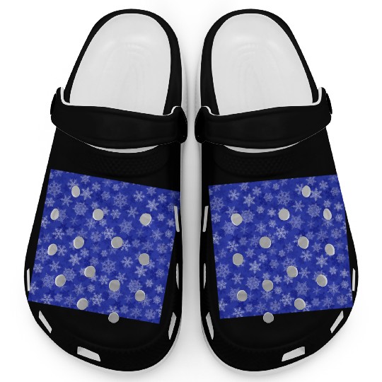 Pretty Navy Blue Snowflakes Pattern Clogs