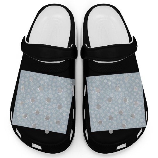 Modern Grey Snowflakes Pattern Clogs