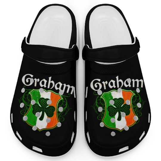 Graham Irish Surname Ireland Flag Shield Shamrock Clogs