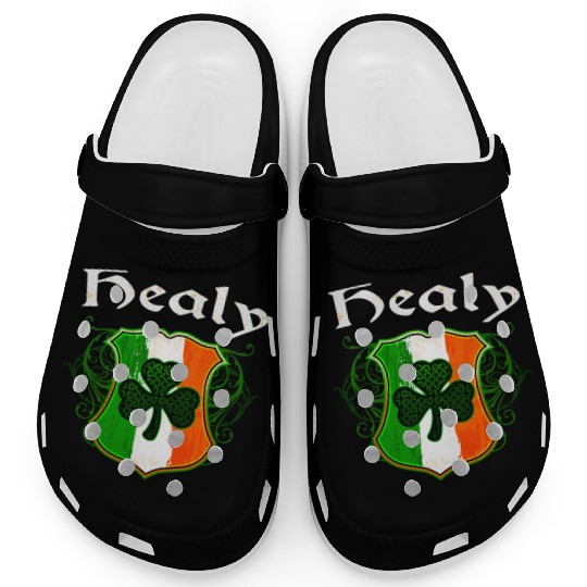 Healy Irish Surname Ireland Flag Shield Shamrock Clogs