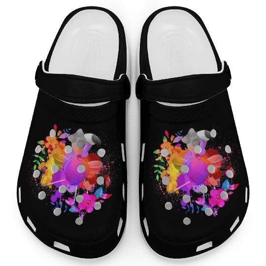 Flower Dance Flamingo Splash of Colors Art Clogs