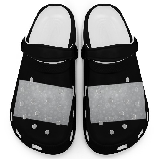 Abstract Grey Snowflakes Pattern Clogs
