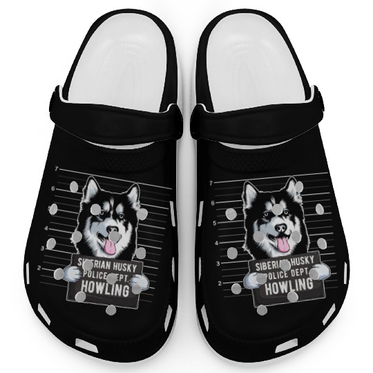 Husky Mugshot Dog Lover Clogs