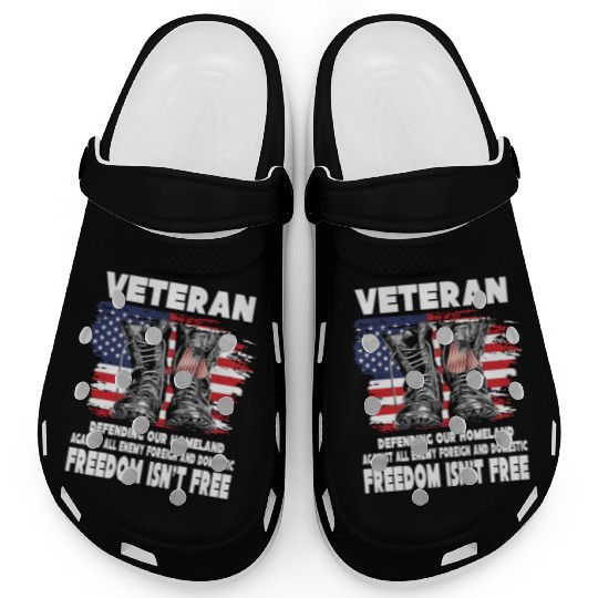 VETERAN PROTECTING AT HOME FREEDOM ISNT FREE Clogs