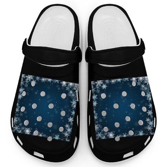 Navy Blue White Snowflakes Pattern Clogs