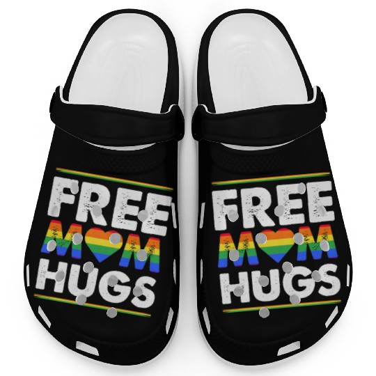 Free Mom Hugs Rainbow Parade Pride Month LGBTQ Clogs