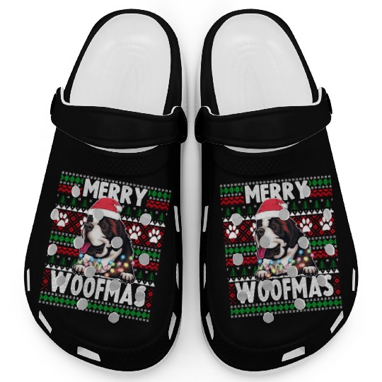 Saint Bernard Christmas Lights Pet Lovers Xmas Paj Clogs