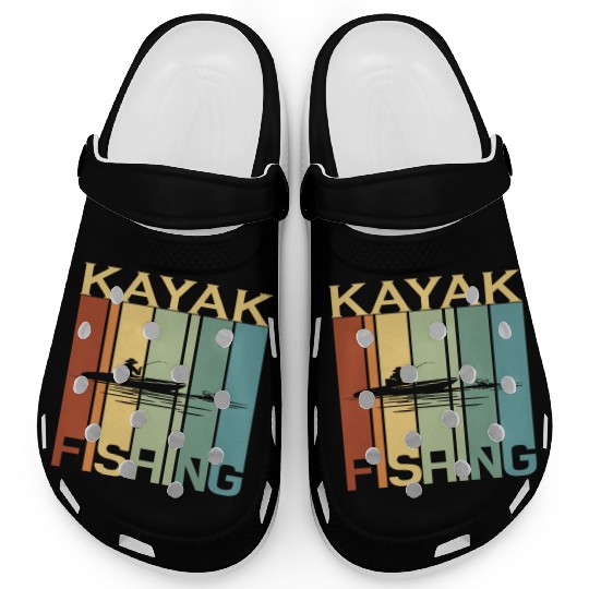 Kayak Fishing Fishing Fisherman Retro Vintage Clogs