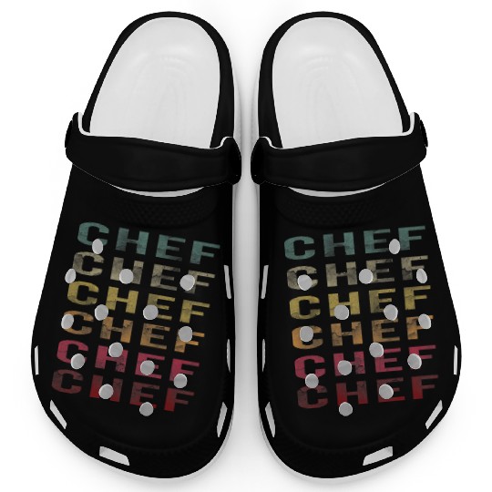 Vintage Word Retro Distressed Chef Cooking Lover Clogs