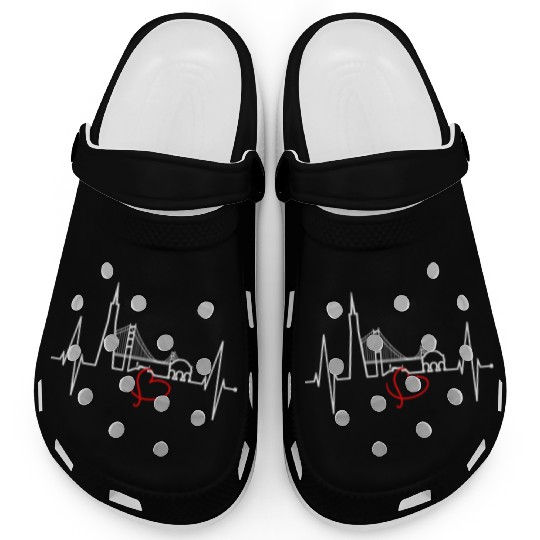San Francisco Skyline Heartbeat California Lover Clogs