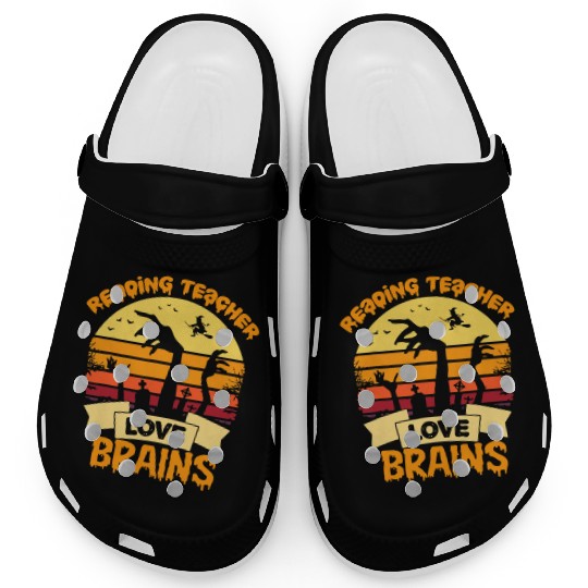 Reading Teachers Love Brains Zombie Teacher School Clogs