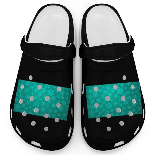 Teal Snowflakes Christmas Pattern Clogs