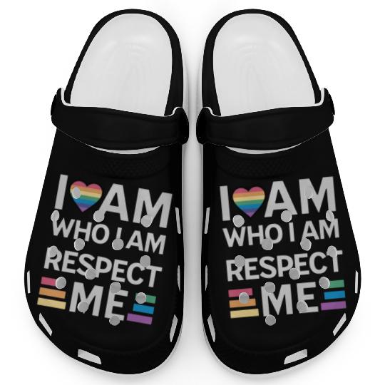 i am who i am respect me rainbow unisex Clogs