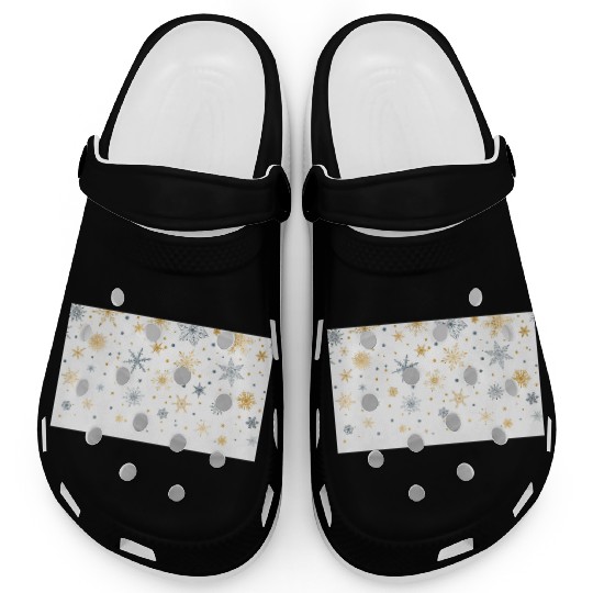 Elegant Snowflakes White Gold Silver Clogs