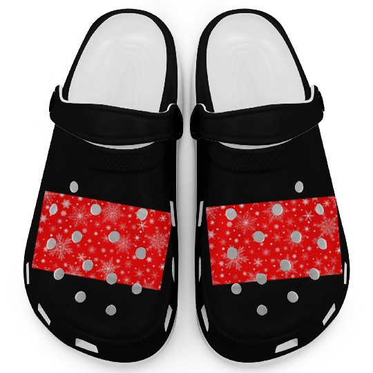 Snowflakes Pattern Red White Clogs