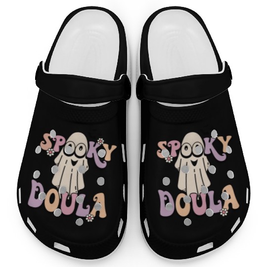 Cute Spooky Doula Halloween Retro Clogs