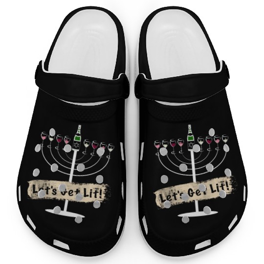 Let's Get Lit Wine Lovers Hanukkah Clogs