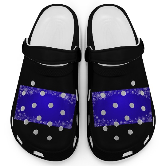 Modern Navy Blue Snowflakes Pattern Clogs