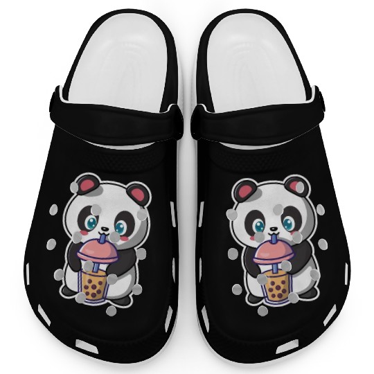Panda Bear Boba Milk Tea Funny Bubble Tea Lovers Clogs