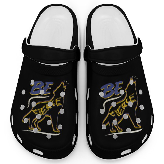 Be Fierce Wolf Design Clogs