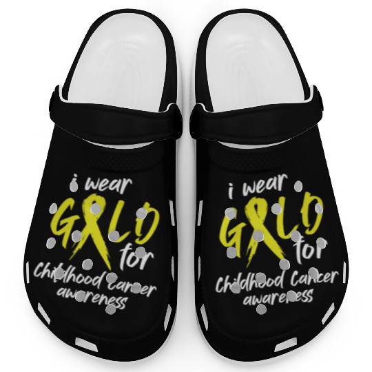 I Wear Gold For Childhood Cancer Awareness Clogs