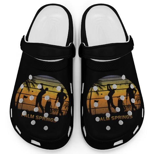 Retro Palm Springs Golf Golfing Fan Golfer Gift Clogs