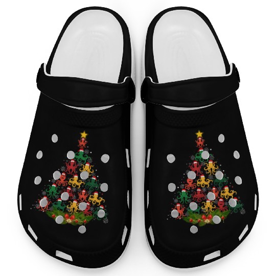 Family Matching Christmas Pajama Octopus Xmas Tree Clogs