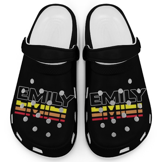Emily First Name Funny Vintage Sunset Emily Clogs