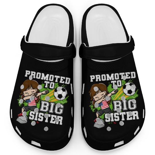 Promoted To Big Sister Soccer Player American Flag Clogs