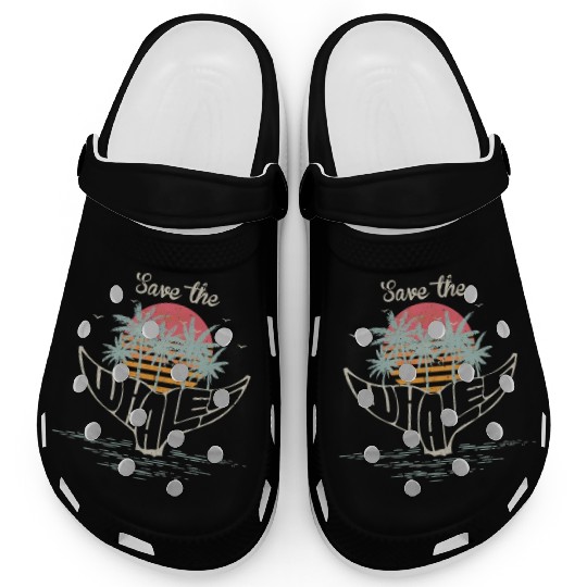 Save The Whales Retro Orca Killer Whale Clogs