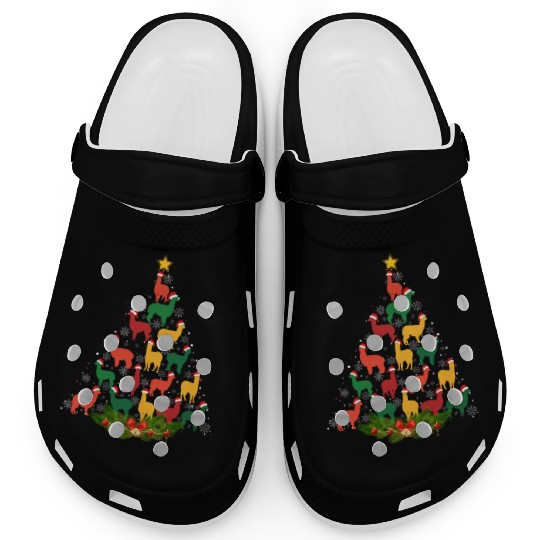 Family Matching Christmas Pajama Alpaca Xmas Tree Clogs